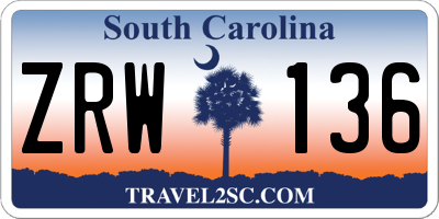 SC license plate ZRW136