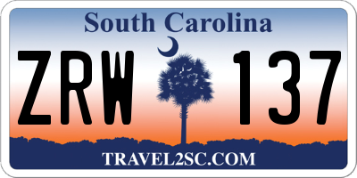 SC license plate ZRW137