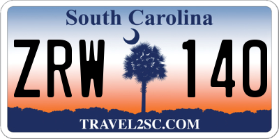 SC license plate ZRW140