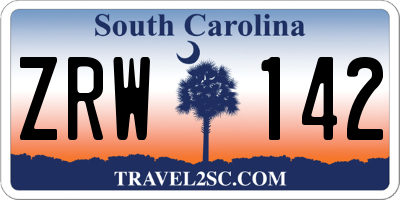 SC license plate ZRW142