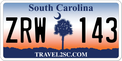 SC license plate ZRW143