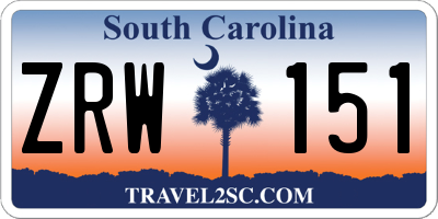 SC license plate ZRW151