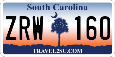 SC license plate ZRW160