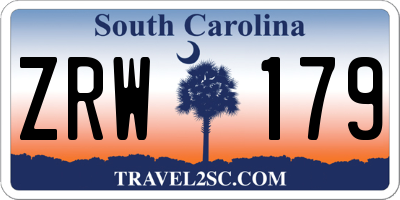 SC license plate ZRW179