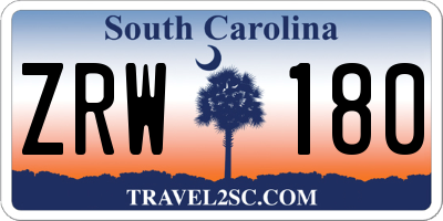 SC license plate ZRW180
