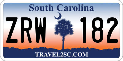 SC license plate ZRW182