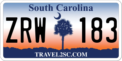 SC license plate ZRW183