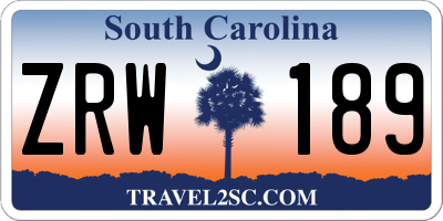 SC license plate ZRW189
