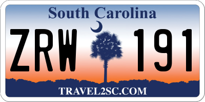 SC license plate ZRW191