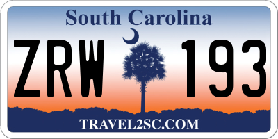 SC license plate ZRW193