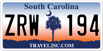 SC license plate ZRW194