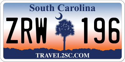 SC license plate ZRW196