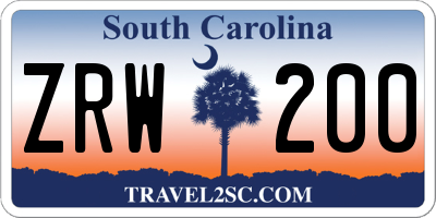 SC license plate ZRW200