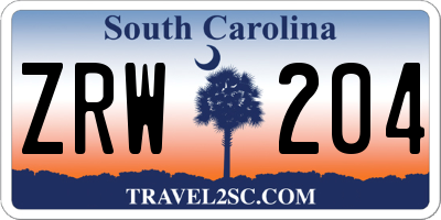 SC license plate ZRW204