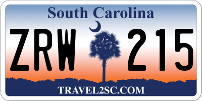 SC license plate ZRW215