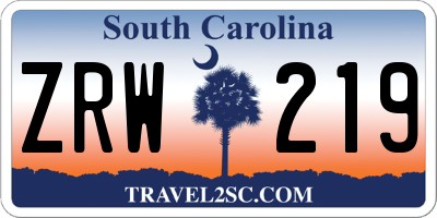 SC license plate ZRW219