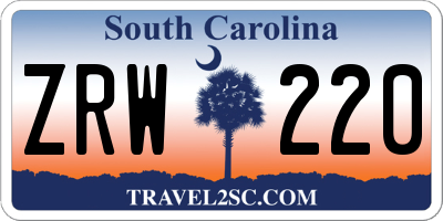 SC license plate ZRW220