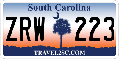 SC license plate ZRW223