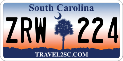SC license plate ZRW224