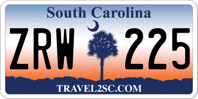 SC license plate ZRW225