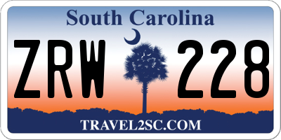 SC license plate ZRW228