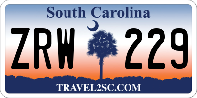 SC license plate ZRW229