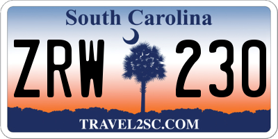SC license plate ZRW230