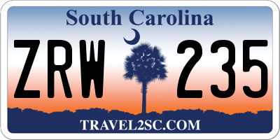 SC license plate ZRW235