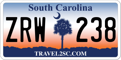 SC license plate ZRW238
