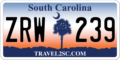 SC license plate ZRW239