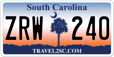 SC license plate ZRW240
