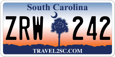 SC license plate ZRW242