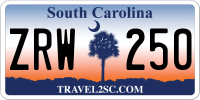 SC license plate ZRW250
