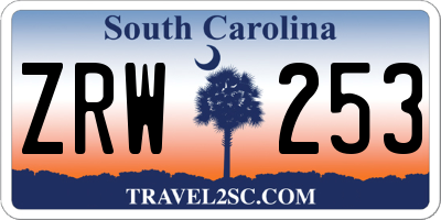 SC license plate ZRW253