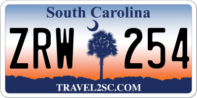 SC license plate ZRW254