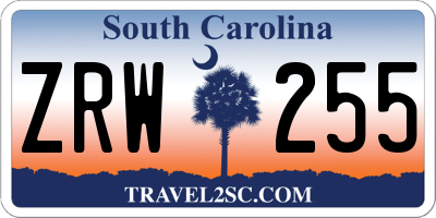 SC license plate ZRW255