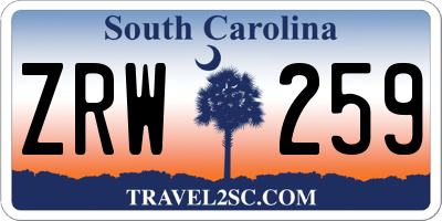 SC license plate ZRW259