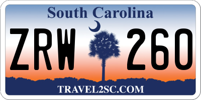 SC license plate ZRW260