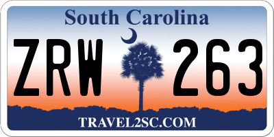 SC license plate ZRW263