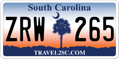 SC license plate ZRW265