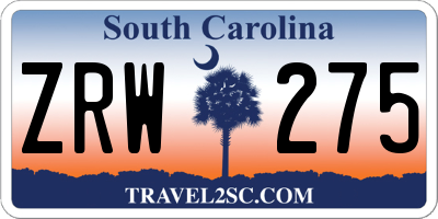 SC license plate ZRW275