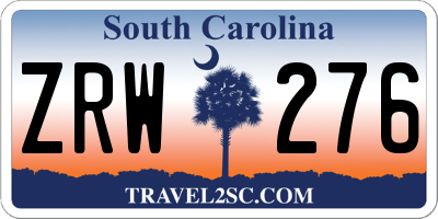 SC license plate ZRW276