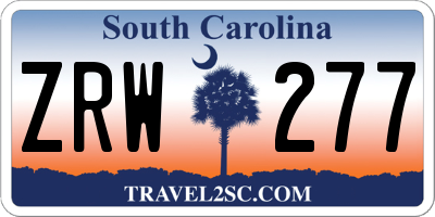 SC license plate ZRW277