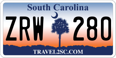 SC license plate ZRW280