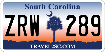 SC license plate ZRW289