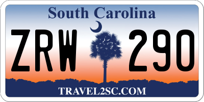 SC license plate ZRW290