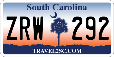 SC license plate ZRW292