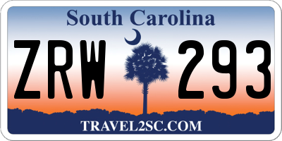 SC license plate ZRW293