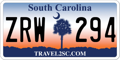 SC license plate ZRW294