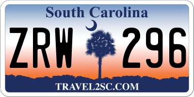 SC license plate ZRW296